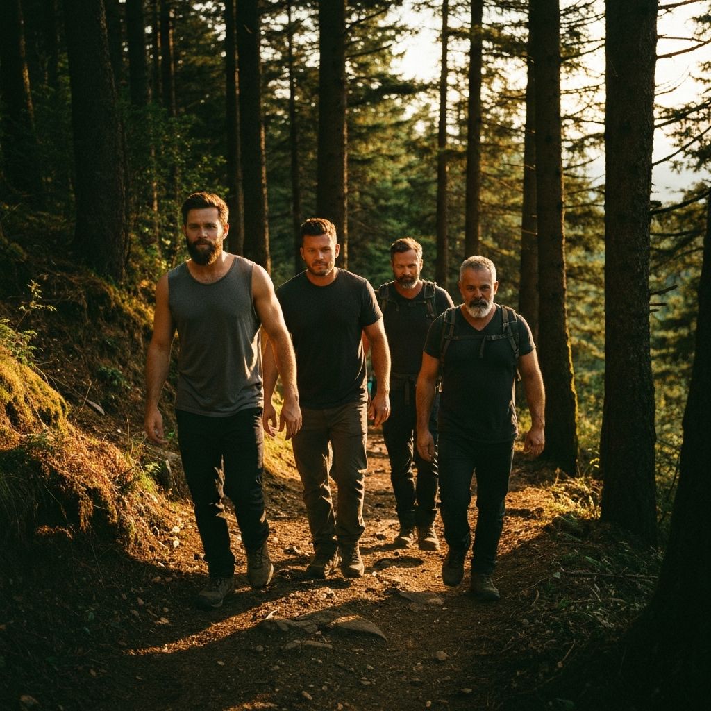 Mannen op pad in de natuur